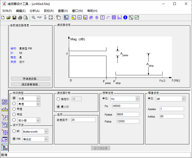 MATLAB Filter Designer 界面