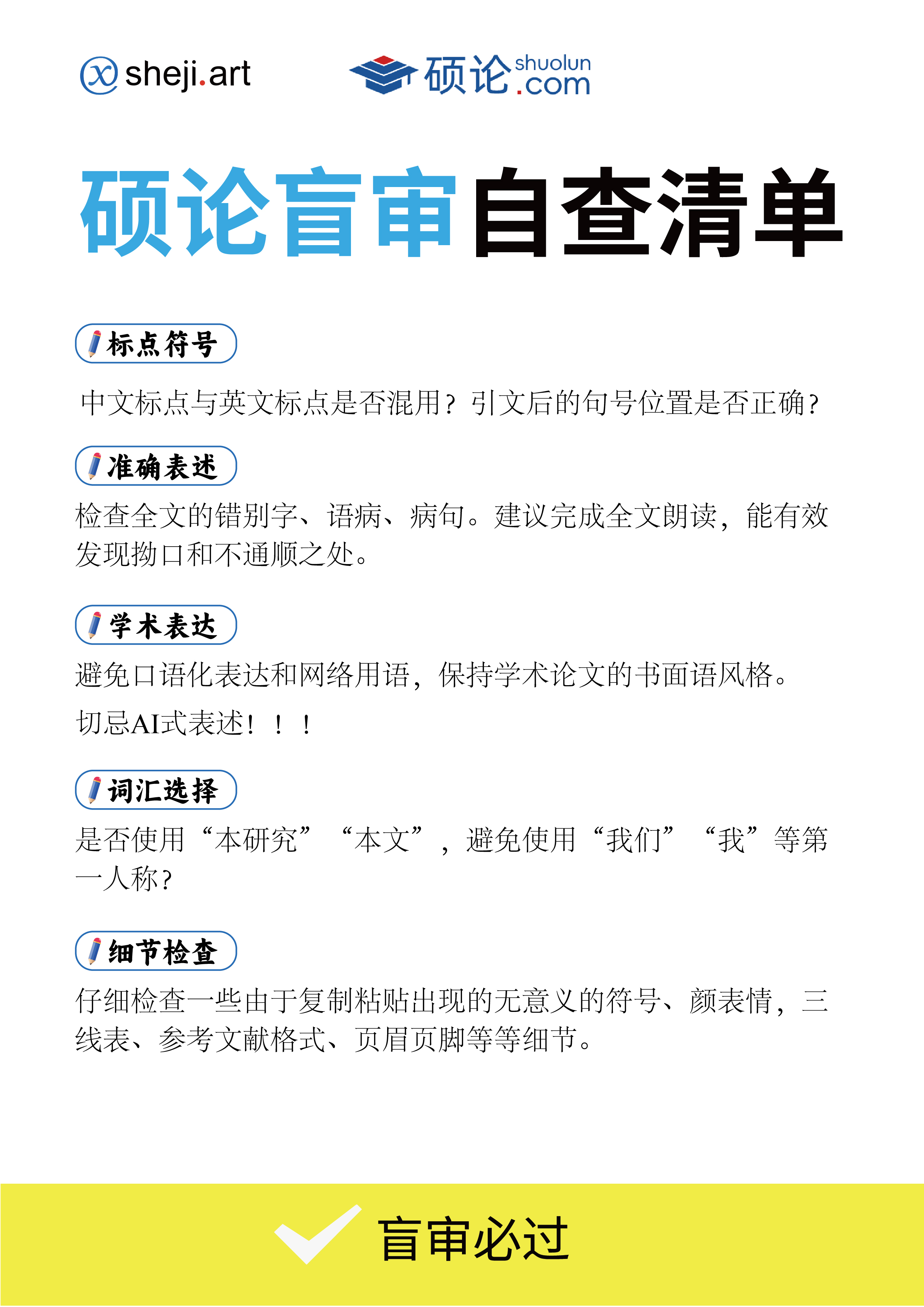 『硕论』请查收《硕论盲审自查清单》