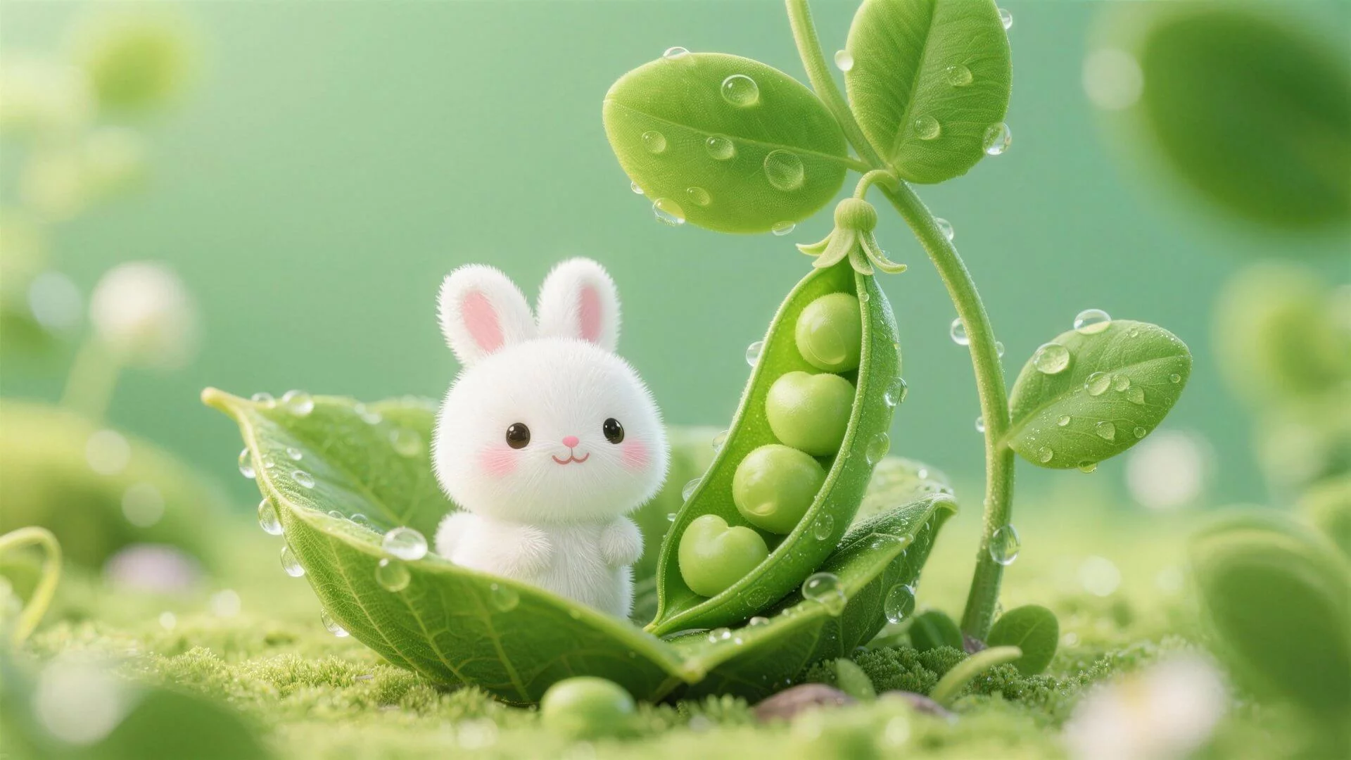豌豆荚与小白兔动漫桌面壁纸