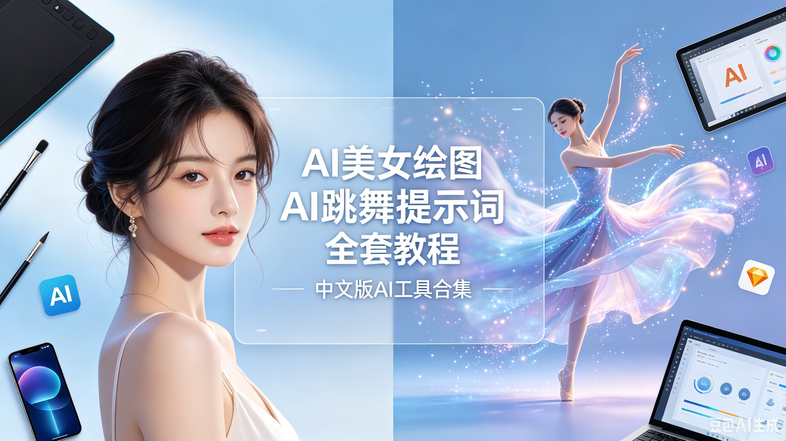 美女Ai绘图 Ai跳舞提示词（含全套教程）中文版Ai工具合集-康仁安资源